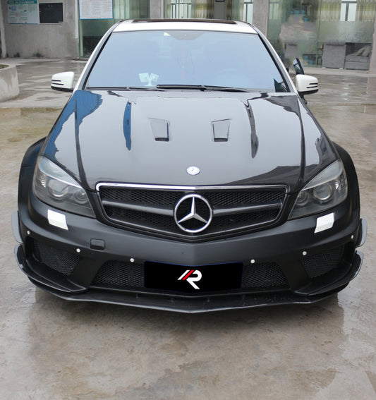 Mercedes Benz W204 C63 AMG 2008 2009 2010 2011 with Aftermarket Parts - Black Series Conversion Style Hood Carbon Fiber / FRP from Aero Republic