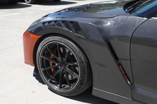 Nissan GTR R35 EBA 2008 2009 2010 2011 2012 2013 2014 2015 2016 2017 2018 2019 2020 2021 2022 2023 2024 with Aftermarket Parts - Nismo Style Front Fenders Dry Pre-preg Carbon Fiber from Aero Republic