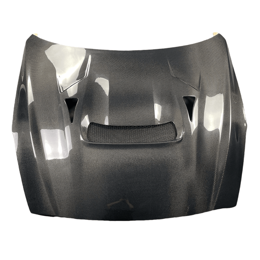 Nissan GTR Nismo Black Edition Track Edition Premium Base 2008 2009 2010 2011 2012 2013 2014 2015 2016 (for installation on 2017 2018 2019 2020 2021 2022 2023 2024 vehicles, 2008 2009 2010 2011 2012 2013 2014 2015 2016 front bumper is recommended) with Aftermarket Parts - VRS Style Hood Carbon Fiber from Aero Republic