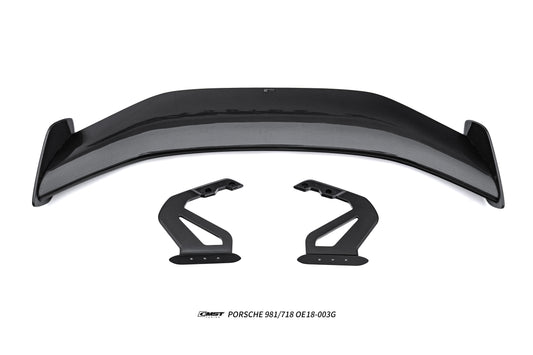 Porsche 981 Cayman (Base / S / GTS) 2012 2013 2014 2015 2016 & 718 982 Cayman (Base / T / S / GTS) 2017-ON & 987.1 987.2 Cayman (Base / S) 2005-2012 with Aftermarket Parts - GT4RS Conversion Style Rear Wing Dry Pre-preg Carbon Fiber / FRP from Aero Republic