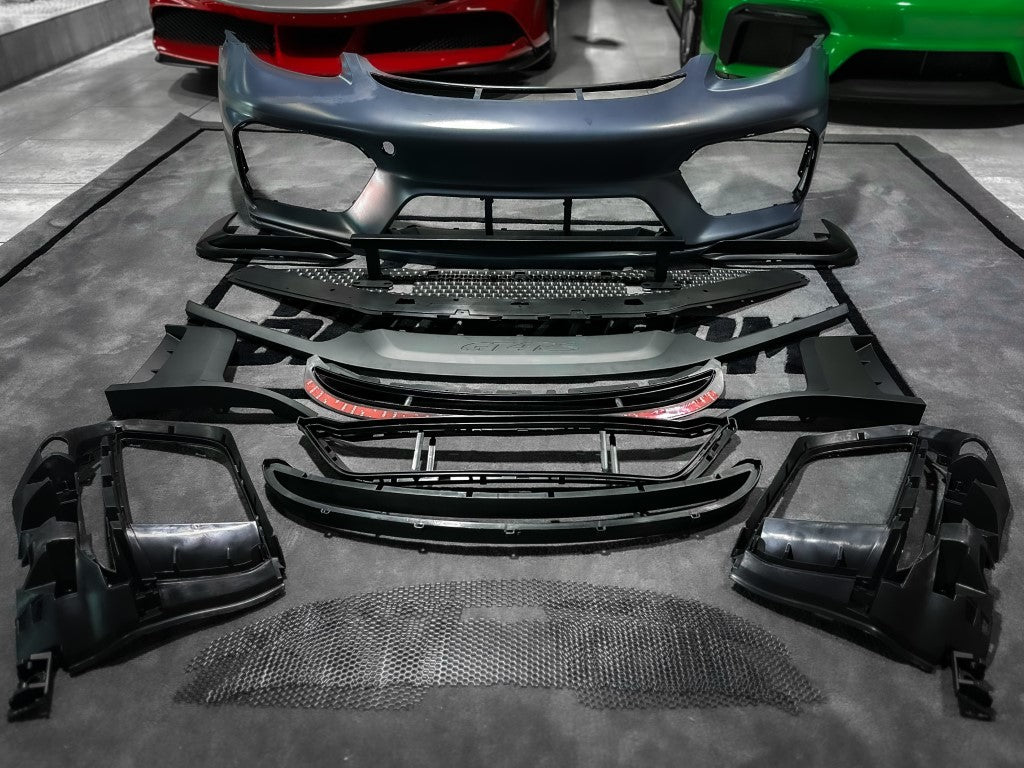 Porsche 718 Boxster & Cayman Base S T GTS with Aftermarket Parts - GT4RS Style PP Front Bumper from Aero Republic
