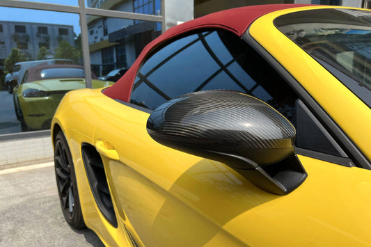 Porsche 718 Boxster & Cayman Base/S/T/GTS Spyder/Spyder RS/GT4/GT4RS LHD (Left Hand Drive) 2016-ON with Aftermarket Parts - OE Style Replacement Mirror Caps Pre-preg Carbon Fiber from Aero Republic