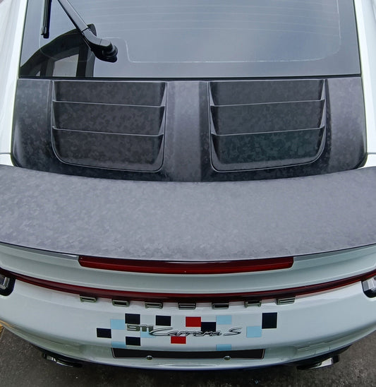 Porsche 911 992.1 Carerra Base/S/T/4/4S/Targa 4/ Targa 4S/GTS 2020 2021 2022 2023 2024 with Aftermarket Parts - TC Stinger GTR Style Engine Lid Cover Replacement Carbon Fiber from Aero Republic