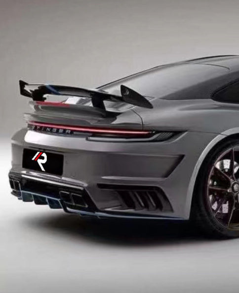 Porsche 911 992.1 Carerra Base/S/T/4/4S/Targa 4/ Targa 4S/GTS 2020 2021 2022 2023 2024 with Aftermarket Parts - TC Sting GTR Style Rear Bumper & Exhaust Tips Carbon Fiber/Aluminum from Aero Republic