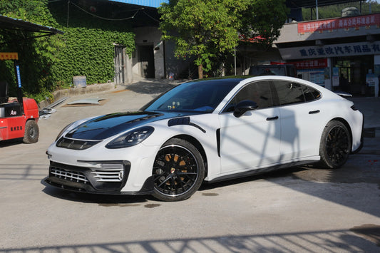 Porsche Panamera 971 971.1 Base/4/4S/GTS/Turbo/Turbo S 2017 2018 2019 2020 & Panamera 971 971.2 Base/4/4S/GTS/Turbo/Turbo S 2021 2022 2023 with Aftermarket Parts - MSRY Style Front Bumper Carbon Fiber from Aero Republic