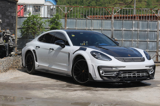 Porsche Panamera 971 971.1 Base/4/4S/GTS/Turbo/Turbo S 2017 2018 2019 2020 & Panamera 971 971.2 Base/4/4S/GTS/Turbo/Turbo S 2021 2022 2023 with Aftermarket Parts - MSRY Style Front Bumper Carbon Fiber from Aero Republic