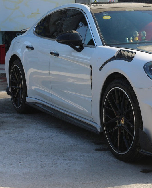 Porsche Panamera 971 971.1 Base/4/4S/GTS/Turbo/Turbo S 2017 2018 2019 2020 & Panamera 971 971.2 Base/4/4S/GTS/Turbo/Turbo S 2021 2022 2023 with Aftermarket Parts - MSRY Style Side Skirts Carbon Fiber from Aero Republic