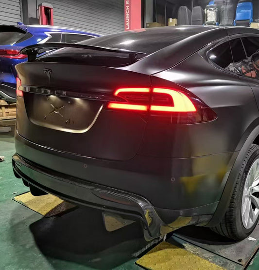 Tesla Model X P100D 100D 90D 75D 60D Performance Long Range Base 2016 2017 2018 2019 2020 2021 with Aftermarket Parts - RZ Style Rear Spoiler Carbon Fiber from Aero Republic