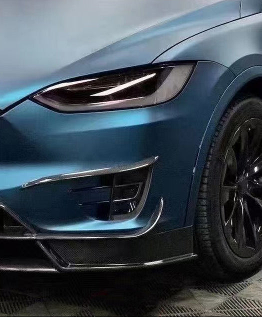 Tesla Model X P100D 100D 90D 75D 60D Performance Long Range Base 2016 2017 2018 2019 2020 2021 with Aftermarket Parts - RZ Style Front Canards Carbon Fiber from Aero Republic