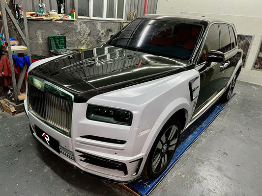 Rolls-Royce Cullinan 2019 2020 2021 2022 2023 2024 with Aftermarket Parts - V1 M Style Front Lip Dry Pre-preg Carbon Fiber from Aero Republic