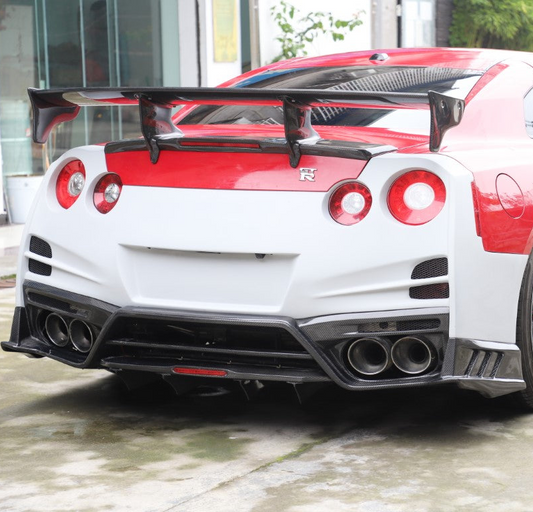 Nissan GTR R35 CBA DBA EBA 2008 2009 2010 2011 2012 2013 2014 2015 2016 2017 2018 2019 2020 2021 2022 2023 2024 with Aftermarket Parts - TS Style Rear Bumper & Diffuser Carbon Fiber / FRP from Aero Republic