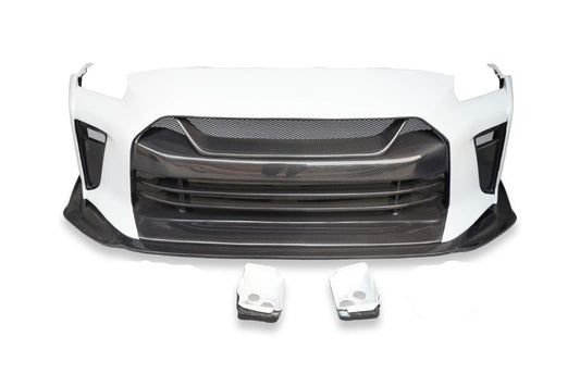 Upgrade Your Nissan GTR R35 CBA DBA EBA 2008 2009 2010 2011 2012 2013 2014 2015 2016 2017 2018 2019 2020 2021 2022 2023 2024 (for installation on 2008-2024 hood is recommended) with Aftermarket Parts - TSV1 Style Front Bumper & Lip Carbon Fiber / FRP from Aero Republic