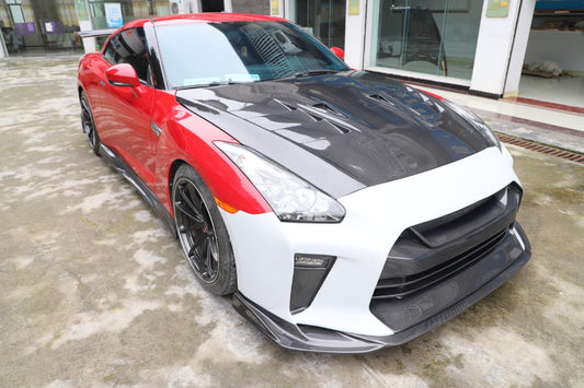 Upgrade Your Nissan GTR R35 CBA DBA EBA 2008 2009 2010 2011 2012 2013 2014 2015 2016 2017 2018 2019 2020 2021 2022 2023 2024 (for installation on 2008-2024 hood is recommended) with Aftermarket Parts - TSV1 Style Front Bumper & Lip Carbon Fiber / FRP from Aero Republic