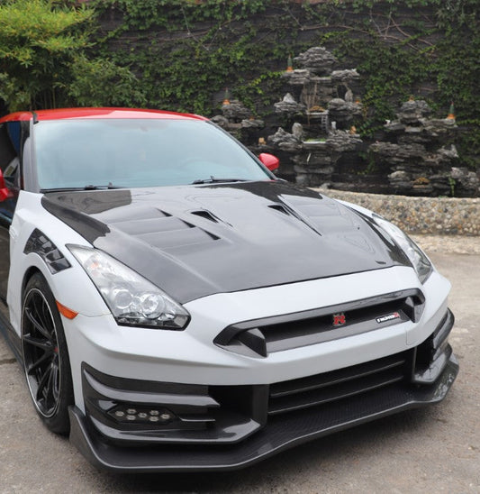 Nissan GTR R35 CBA DBA EBA 2008 2009 2010 2011 2012 2013 2014 2015 2016 2017 2018 2019 2020 2021 2022 2023 2024 with Aftermarket Parts - TSV2 Style Front Bumper & Lip Carbon Fiber / FRP from Aero Republic