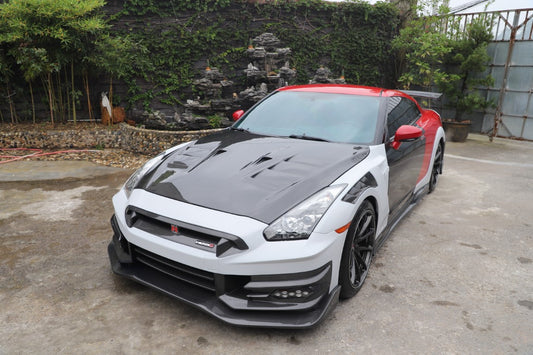 Nissan GTR R35 CBA DBA EBA 2008 2009 2010 2011 2012 2013 2014 2015 2016 2017 2018 2019 2020 2021 2022 2023 2024 with Aftermarket Parts - TSV2 Style Front Bumper & Lip Carbon Fiber / FRP from Aero Republic