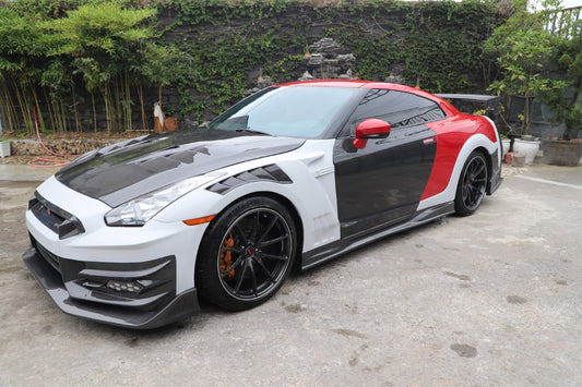Nissan GTR R35 CBA DBA EBA 2008 2009 2010 2011 2012 2013 2014 2015 2016 2017 2018 2019 2020 2021 2022 2023 2024 with Aftermarket Parts - TSV2 Style Front Bumper & Lip Carbon Fiber / FRP from Aero Republic