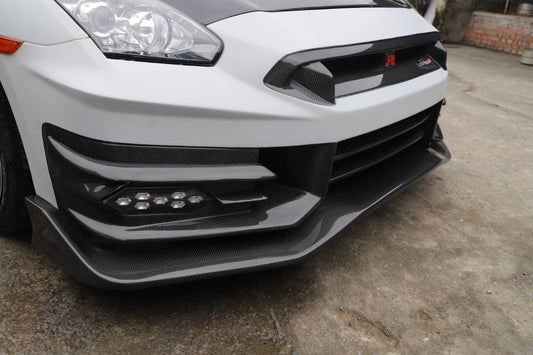 Nissan GTR R35 CBA DBA EBA 2008 2009 2010 2011 2012 2013 2014 2015 2016 2017 2018 2019 2020 2021 2022 2023 2024 with Aftermarket Parts - TSV2 Style Front Bumper & Lip Carbon Fiber / FRP from Aero Republic