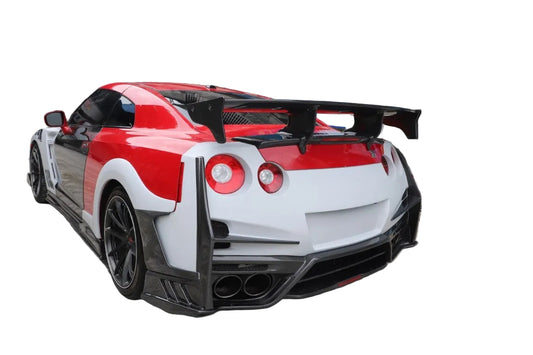 Nissan GTR R35 CBA DBA EBA 2008 2009 2010 2011 2012 2013 2014 2015 2016 2017 2018 2019 2020 2021 2022 2023 2024 with Aftermarket Parts - TSV2 Style Rear Bumper Bent Trim Carbon Fiber / FRP from Aero Republic