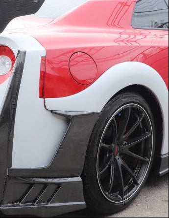 Nissan GTR R35 CBA DBA EBA 2008 2009 2010 2011 2012 2013 2014 2015 2016 2017 2018 2019 2020 2021 2022 2023 2024 with Aftermarket Parts - TSV2 Style Rear Bumper Side Valences Carbon Fiber / FRP from Aero Republic