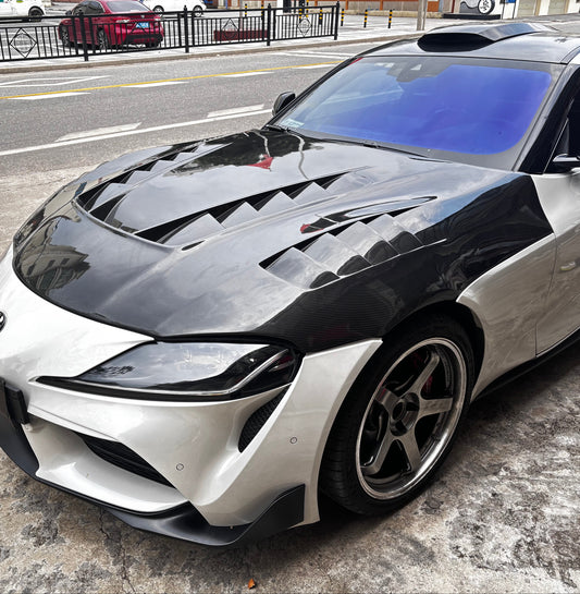 Toyota Supra MK5 A90 A91 2019 2020 2021 2022 2023 2024 2025 2026 with Aftermarket Parts - SEI TV Style Hood Carbon Fiber from Aero Republic