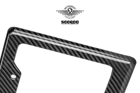 Vehicle with Aftermarket Parts - US Style USA North American Spec 2-Hole Carbon Fiber License Plate Frame Dry Pre-preg Carbon Fiber from Aero Republic