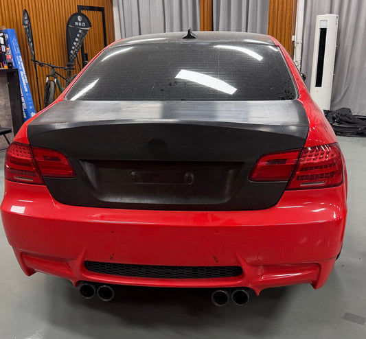 BMW M3 E92 2007 2008 2009 2010 2011 2012 2013 with Aftermarket Parts - Vor Style Ducktail Trunk Dry Pre-preg Carbon Fiber from Aero Republic