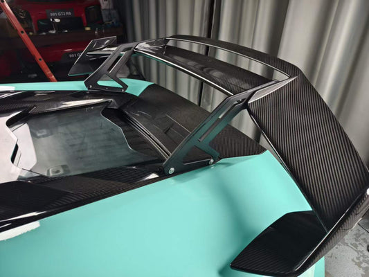 Lamborghini Huracan Tecnica Performante Evo LP610 LP580 2015 2016 2017 2018 2019 2020 2021 2022 2023 2024 with Aftermarket Parts - Vor V2 Style Rear Wing Dry Pre-preg Carbon Fiber from Aero Republic