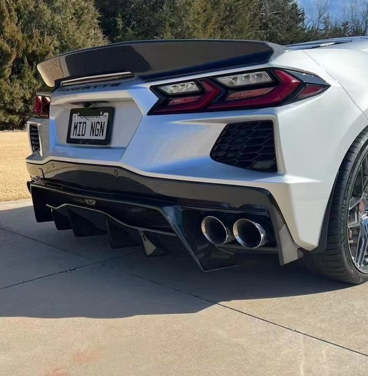 Chevrolet C8 Corvette Base 2020-ON & C8 Corvette E-Ray 2024-ON with Aftermarket Parts - APR Style Rear Diffuser Carbon Fiber from Aero Republic