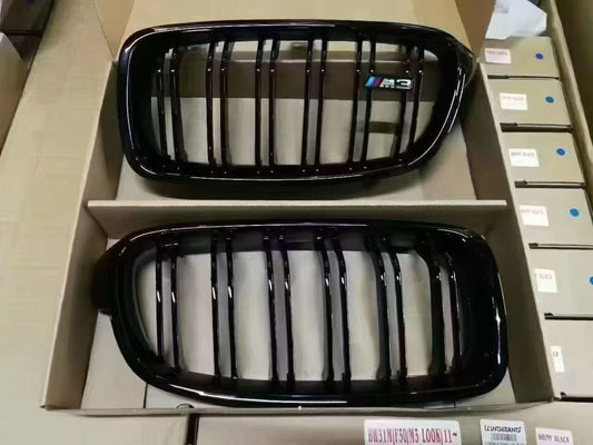 BMW 3 Series 320i 328i 328d 330i 335i 340i F30 F31 2011 2012 2013 2014 2015 2016 2017 2018 2019 with Aftermarket Parts - Blacked Out Front Kidney Grilles Carbon Fiber from Aero Republic