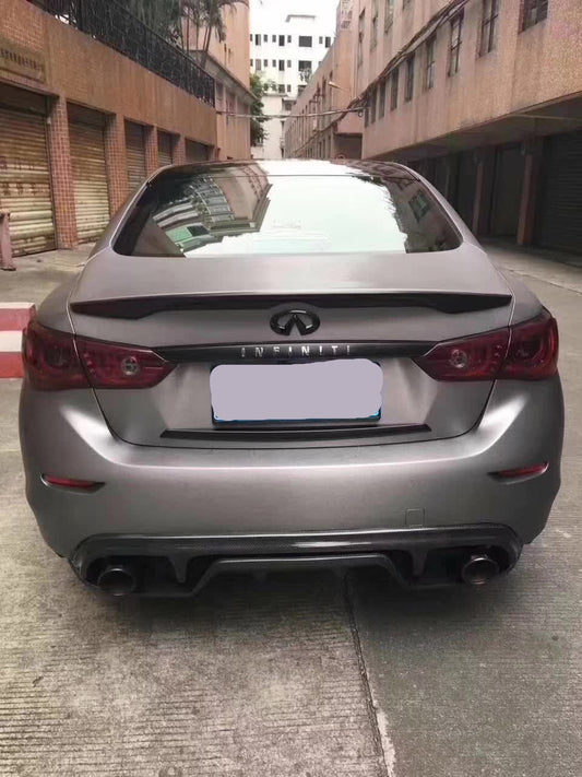 Infiniti Q50 Premium Sport Red Sport 400 Pre-Facelift 2014 2015 2016 2017 with Aftermarket Parts - Rear Diffuser Valance &amp; Underbody Diffuser Carbon Fiber from Aero Republic