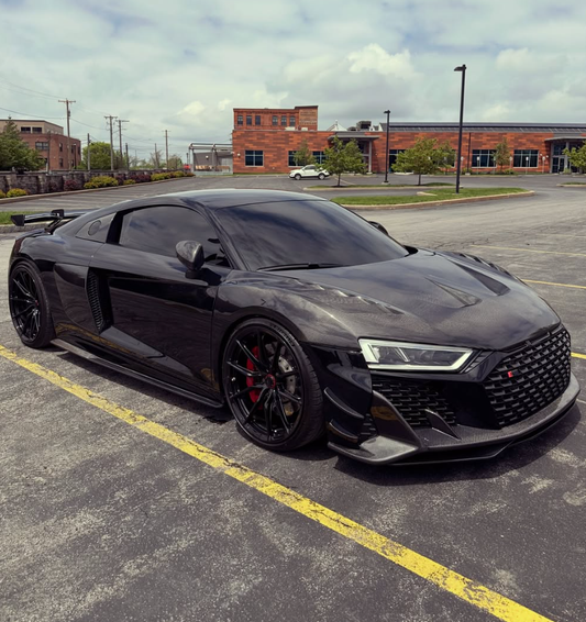 Audi R8 Gen 2 2017 2018 2019 2020 2021 2022 2023 with Aftermarket Parts - AE Style Hood Bonnet Double-sided Carbon Fiber / Partial Carbon Fiber from ArmorExtend