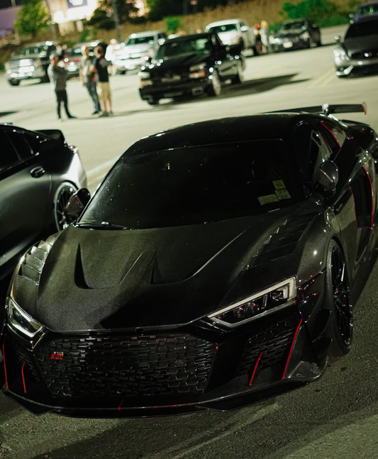 Audi R8 Gen 2 2017 2018 2019 2020 2021 2022 2023 with Aftermarket Parts - AE Style Hood Bonnet Double-sided Carbon Fiber / Partial Carbon Fiber from ArmorExtend