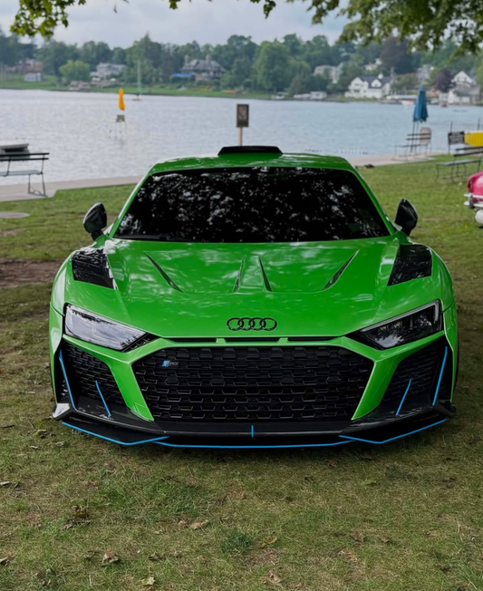 Audi R8 Gen 2 2017 2018 2019 2020 2021 2022 2023 with Aftermarket Parts - AE Style Hood Bonnet Double-sided Carbon Fiber / Partial Carbon Fiber from ArmorExtend