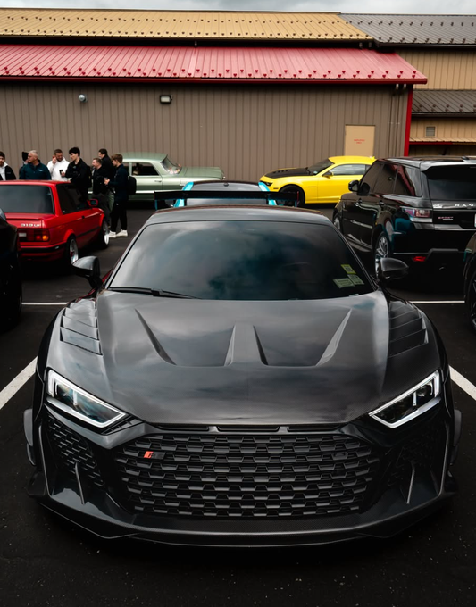 Audi R8 Gen 2 2017 2018 2019 2020 2021 2022 2023 with Aftermarket Parts - AE Style Hood Bonnet Double-sided Carbon Fiber / Partial Carbon Fiber from ArmorExtend