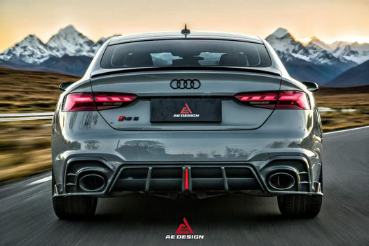 Audi RS5 B9.5 2020 2021 2022 2023 2024 Early 2025 with Aftermarket Parts - AE Style Rear Diffuser Carbon Fiber from ArmorExtend