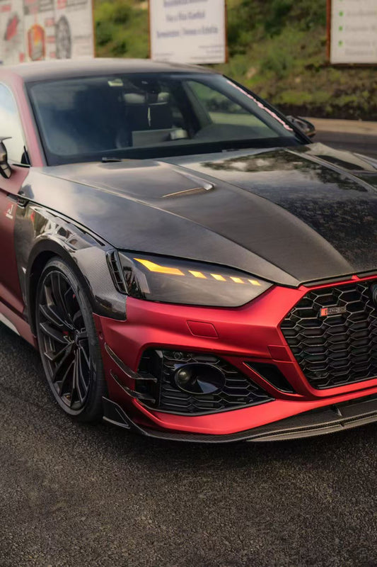 Audi RS5 B9.5 2020 2021 2022 2023 2024 2025 with Aftermarket Parts - AE Style Front Canards Carbon Fiber from ArmorExtend