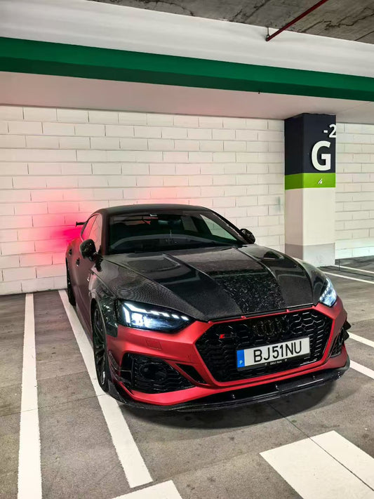 Audi RS5 B9.5 2020 2021 2022 2023 2024 2025 with Aftermarket Parts - AE Style Front Canards Carbon Fiber from ArmorExtend
