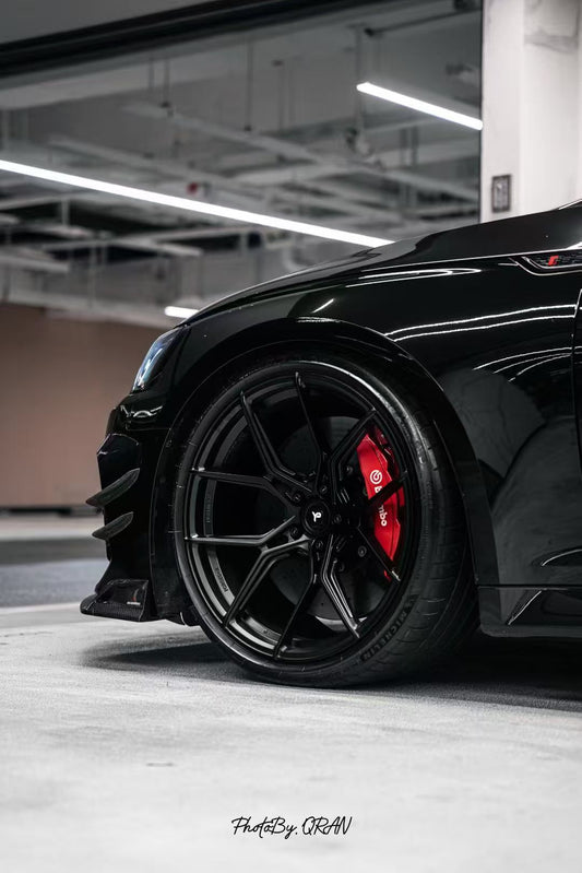 Audi RS5 B9.5 2020 2021 2022 2023 2024 2025 with Aftermarket Parts - AE Style Front Canards Carbon Fiber from ArmorExtend