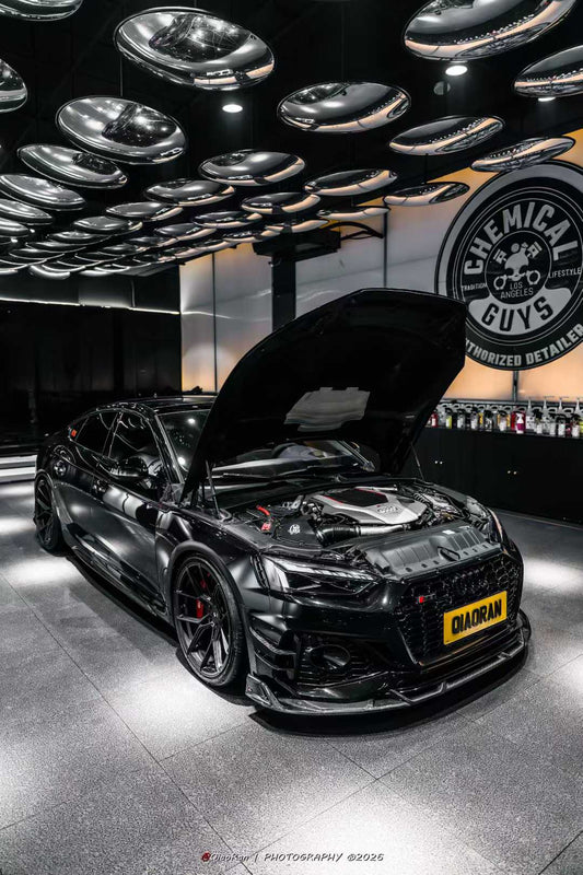 Audi RS5 B9.5 2020 2021 2022 2023 2024 2025 with Aftermarket Parts - AE V2 Style Front Lip Dry Pre-preg Carbon Fiber from ArmorExtend