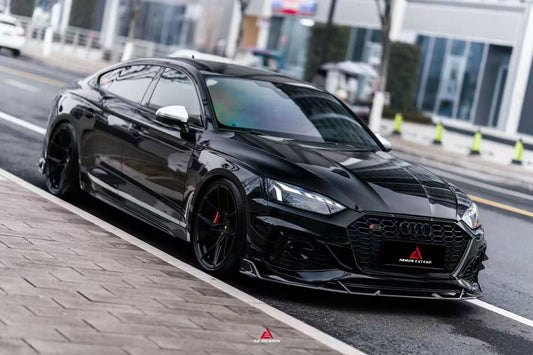 Audi RS5 B9.5 2020 2021 2022 2023 2024 2025 with Aftermarket Parts - AE V2 Style Front Canards Dry Pre-preg Carbon Fiber from ArmorExtend