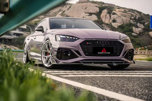 Audi RS5 B9.5 2020 2021 2022 2023 2024 2025 with Aftermarket Parts - AE V2 Style Front Canards Dry Pre-preg Carbon Fiber from ArmorExtend
