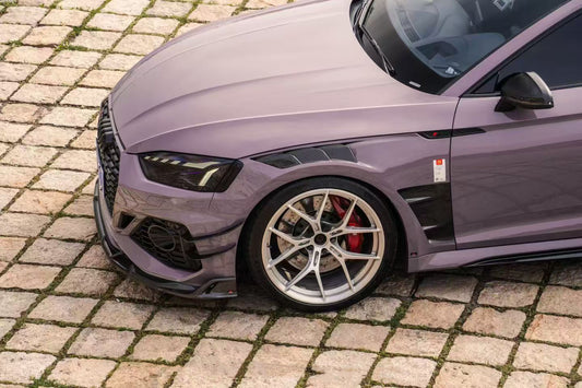 Audi RS5 B9.5 2020 2021 2022 2023 2024 2025 with Aftermarket Parts - AE V2 Style Front Lip Dry Pre-preg Carbon Fiber from ArmorExtend