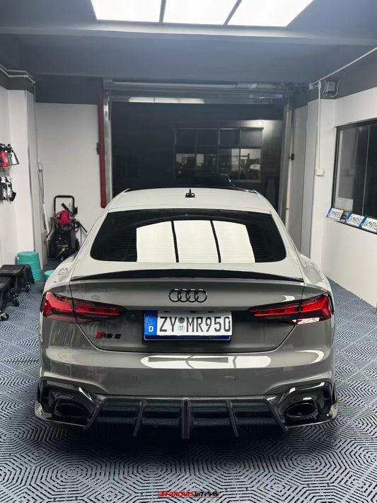 Audi RS5 B9.5 2020 2021 2022 2023 2024 2025 with Aftermarket Parts - AE V2 Style Rear Diffuser & Canards Dry Pre-preg Carbon Fiber from ArmorExtend