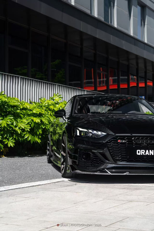 Audi RS5 B9.5 2020 2021 2022 2023 2024 2025 with Aftermarket Parts - AE V2 Style Front Lip Dry Pre-preg Carbon Fiber from ArmorExtend
