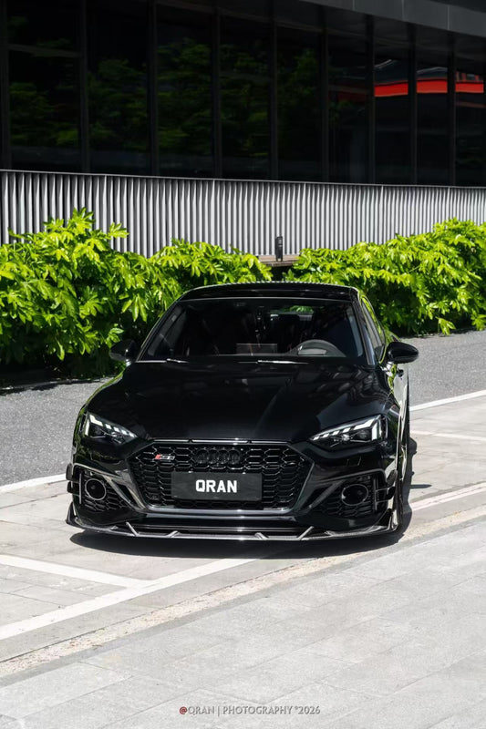 Audi RS5 B9.5 2020 2021 2022 2023 2024 2025 with Aftermarket Parts - AE V2 Style Front Lip Dry Pre-preg Carbon Fiber from ArmorExtend