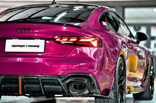 Audi RS5 B9.5 2020 2021 2022 2023 2024 2025 with Aftermarket Parts - AE V2 Style Rear Diffuser & Canards Dry Pre-preg Carbon Fiber from ArmorExtend