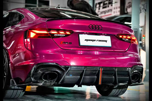 Audi RS5 B9.5 2020 2021 2022 2023 2024 2025 with Aftermarket Parts - AE V2 Style Rear Diffuser & Canards Dry Pre-preg Carbon Fiber from ArmorExtend