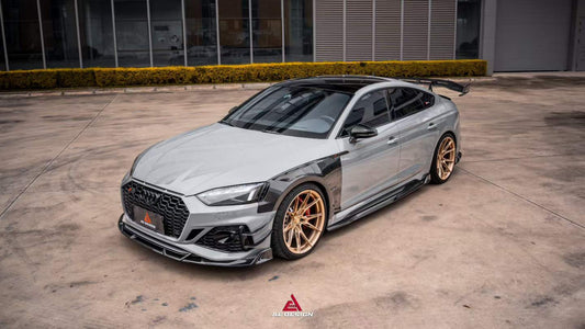 Audi RS5 B9.5 2020 2021 2022 2023 2024 2025 with Aftermarket Parts - AE V2 Style Front Canards Dry Pre-preg Carbon Fiber from ArmorExtend