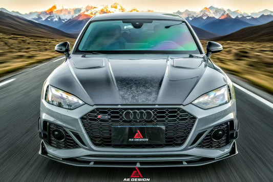 Audi RS5 S5 A5 B9 B9.5 2017 2018 2019 2020 2021 2022 2023 2024 2025 with Aftermarket Parts - AE Style Hood Bonnet Carbon Fiber from ArmorExtend