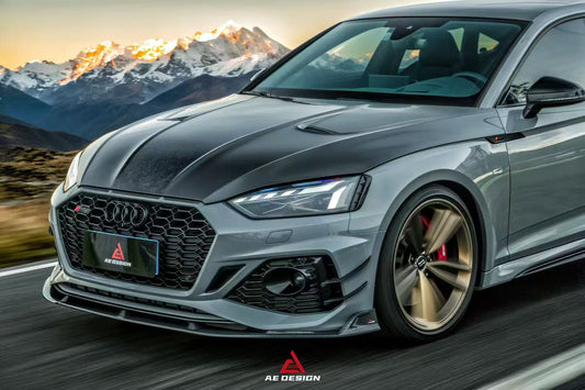 Audi RS5 B9.5 2020 2021 2022 2023 2024& 2025with Aftermarket Parts - AE Style Front Lip Carbon Fiber from ArmorExtend
